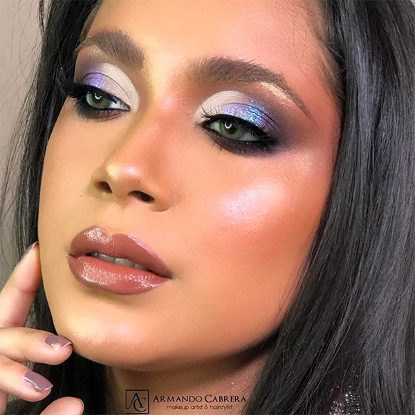 Model wearing Magical Makeup Loose Pigment Glitter Eyeshadow- Unicorn Wings